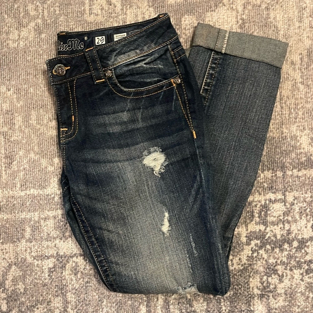 MissMe Boyfriend Ankle Distressed Jeans
